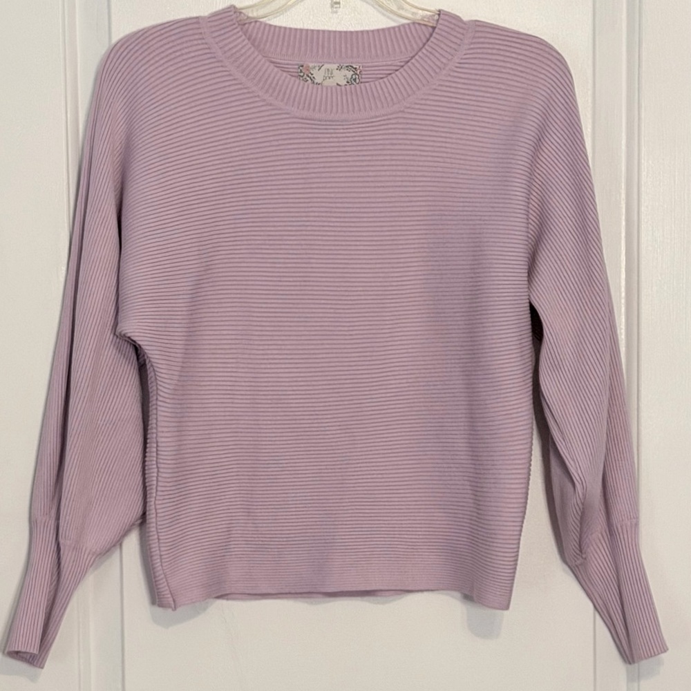 Pink Rose sz Medium Lavender Ribbed Women's Sweater - Picture 2 of 5